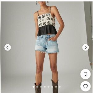 Crochet Patchwork Peplum Cami Top